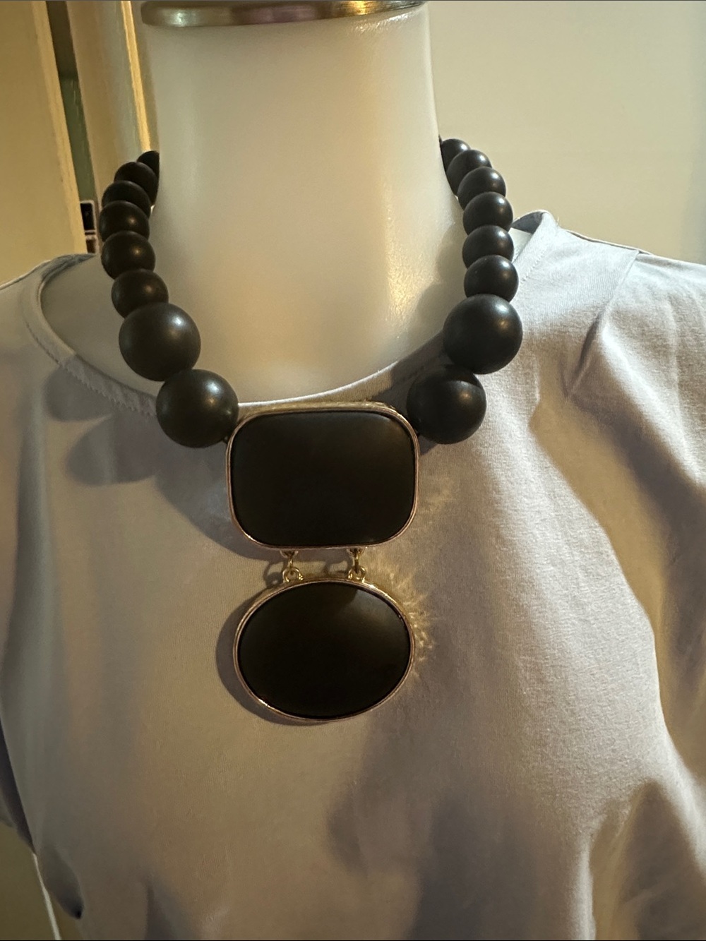 Black Statement Beaded Necklace - Designer Style
